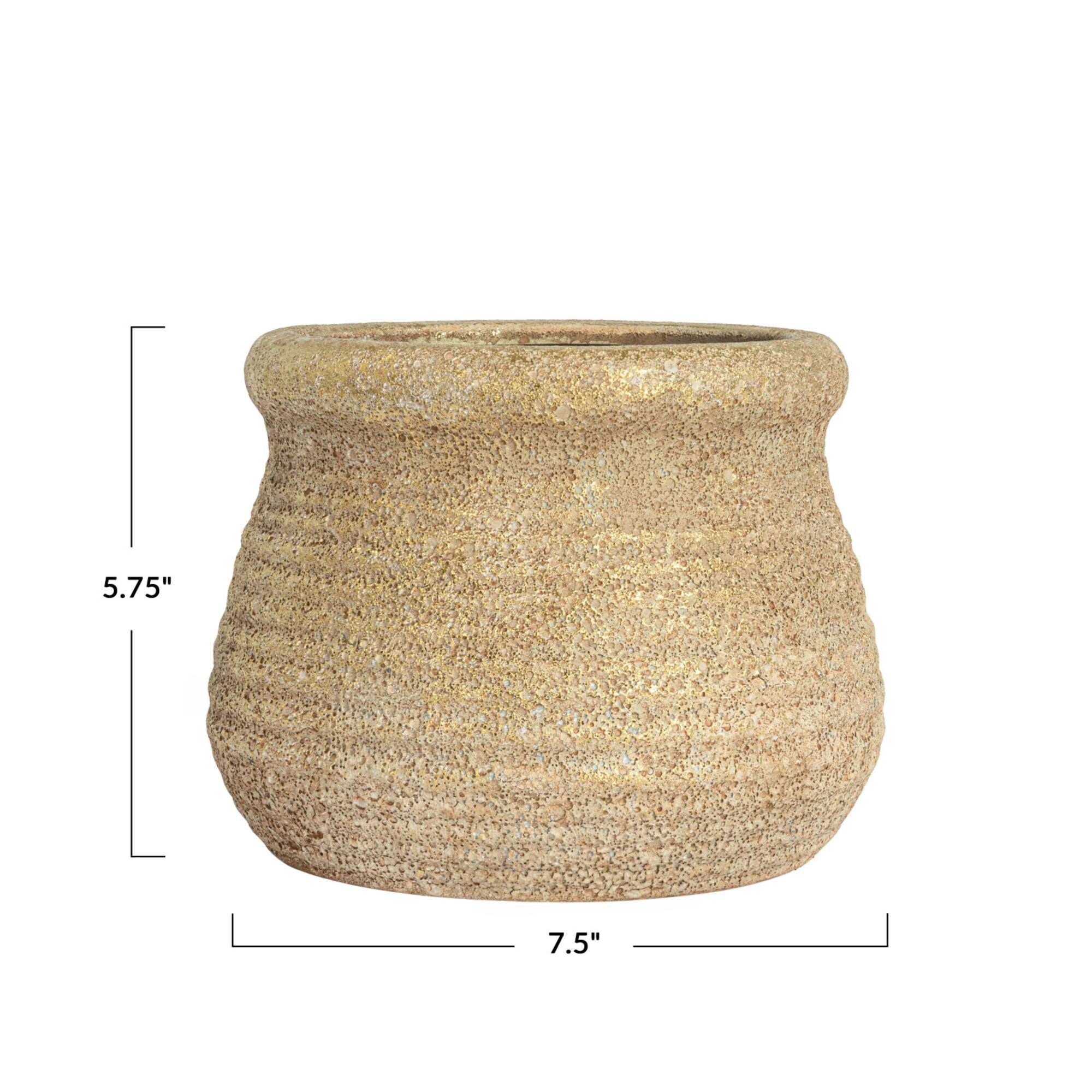 Hello Honey® 5.75" Gold Round Volcano Terra Cotta Planter